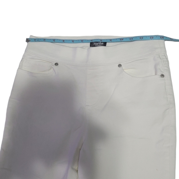 NWOT Martha Stewart Knit Denim Ankle Jeans Pull-on Women's Size 6 White - Picture 4 of 11